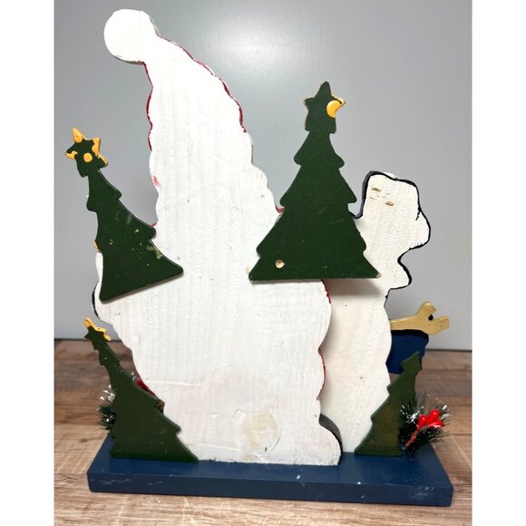 Wooden Christmas Santa Snowman Tabletop Decor Scene - Picture 3 of 6
